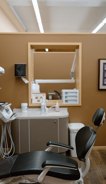Luverne dental cabinet with black dental chair